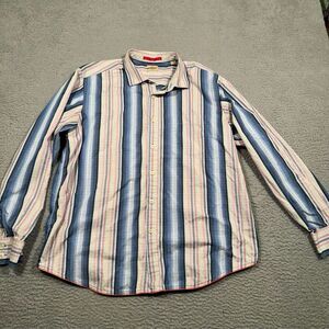 Tommy Bahama Mens Shirt XL Long Sleeve Button Striped Colorful 100% Cotton Retro